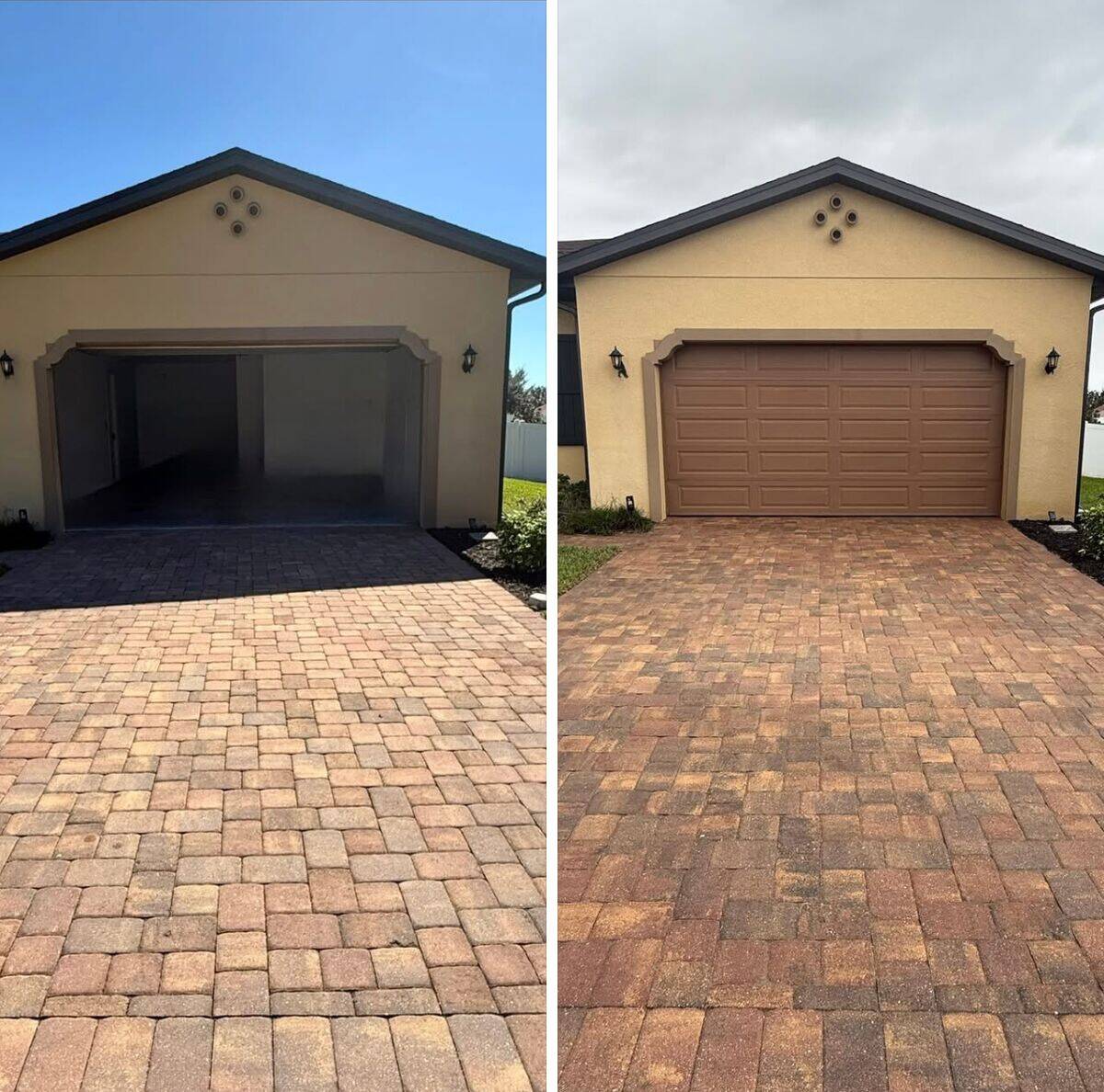 Paver driveway and home exterior wash in Central Florida